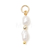Natural Baroque Keshi Pearl & Electroplate Synthetic Non-magnetic Hematite Beaded Pendants PALLOY-JF04993-01-3