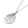 201 Stainless Steel Moon with Star Pendant Necklace with Cable Chains NJEW-Q317-06P-2