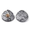 Natural Map Stone Pendant Rhinestone Settings G-N326-133-05-3