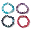 4Pcs Dyed Natural Dragon Veins Agate Beaded Stretch Bracelets for Women BJEW-JB13047-2