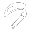 304 Stainless Steel Snake Chain Lariat Necklaces with Teardrop Ends NJEW-D300-02P-4