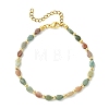 Teardrop Natural Alashan Agate & Brass Beaded Bracelets for Women BJEW-JB13960-02-3