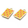 Rack Plating Alloy Checkerboard Pendants PALLOY-S132-256D-RS-2