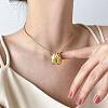 304 Stainless Steel Pave Clear Cubic Zirconia Geometric Pendant Necklaces for Women WG0942B-05-1