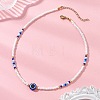 Resin Evil Eye & Glass Seed Beaded Necklaces for Women NJEW-MZ00152-02-1