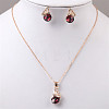 Butterfly & Flat Round Alloy Rhinestone Pendant Necklaces & Stud Earrings FS-WG892EC-05-1