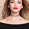 1Pc Alloy Ring Double Layer Faux Suede Cord Choker Necklaces for Women NJEW-CL0001-32-5