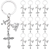 20Pcs Alloy Cross with Holy Pendant Keychains KEYC-SC00055-1