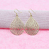 Teardrop with Hollow Leaf Pattern Brass Dangle Earrings FS-WG94C34-02-1