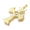 Cross Rack Plating Brass Clear Cubic Zirconia Pendants KK-U019-30G-2