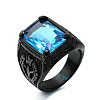 316L Stainless Steel & Cubic Zirconia Men's Vintage Carved Finger Rings FS-WG82D33-64-1
