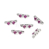 Brass Pave Magenta Cubic Zirconia 3-Hole Spacer Bars KK-C172-05P-1