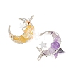 4Pcs 4 Colors Natural Topaz Jade & Yellow Fluorite & Lavender Amethyst & Aquamarine & Rose Quartz & Carnelian Round Chip Wire Wrapped Pendants PALLOY-TA00437-2