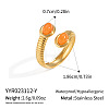 304 Stainless Steel Gemstone Cuff Open Rings for Women LG8065-3-1