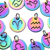 12Pcs 12 Style Rainbow Color Ion Plating(IP) 201 Stainless Steel Charms STAS-YW0001-32-2