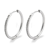 304 Stainless Steel Micro Pave Clear Cubic Zirconia Huggie Hoop Earrings EJEW-C096-01H-P-1