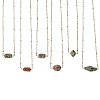 Brass Synthetic Coral and Turquoise Tibetan Beads Pendant 304 Stainless Steel Satellite Chain Necklaces NJEW-JN06517-2