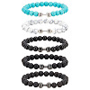 5Pcs 5 Style Natural & Synthetic Mixed Gemstone & Alloy Beaded Stretch Bracelets Set for Women BJEW-FI0001-01-1