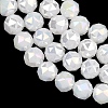 Electroplate Transparent Glass Beads Strands GLAA-H040-01I-3