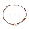 Brass Round Ball Polyester Cord Braided Bracelets QR8302-2-3