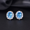 Brass Micro Pave Cubic Zirconia Oval Stud Earrings for Women LC6425-4-1
