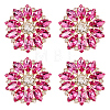 4Pcs Alloy & Glass & Rhinestone Shank Buttons BUTT-FG0001-63C-1