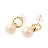 304 Stainless Steel Shell Pearl Round Stud Earrings for Women EJEW-U020-30G-02-2