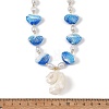Summer Beach Natural Sea Shell Pendant Handmade Lampwork & Imitation Pearl Beaded Necklaces NJEW-JN06371-4