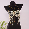 Alloy Heart Imitation Pearl Round Beaded Layered Tassel Body Chest Chains WGA0E03-02-1