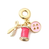 Brass Micro Pave Clear Cubic Zirconia European Dangle Charms KK-F904-08G-1