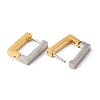 Two Tone Brass Rectangle Hoop Earrings EJEW-P228-04-2