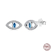 Rhodium Plated 925 Sterling Silver Micro Pave Cubic Zirconia Ear Studs for Women EJEW-P231-63P-1