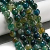 Faceted Natural Dragon Veins Agate Beads Strands G-F447-12mm-P04-2