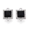 Brass Micro Pave Clear Cubic Zirconia and Glass Connector Charms KK-N287-29P-1