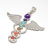 Mixed Shape Chakra Jewelry Brass Natural & Synthetic Mixed Stone Pendants KK-J298-M2-NR-2