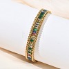 304 Stainless Steel & Glass Wheat Chain Double Layers Bracelets for Women BJEW-F540-08G-04-2