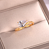 Brass Pave Single Cubic Zirconia Finger Rings for Women ZK8046-5-2