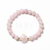Natural Rose Quartz Moon and Star Beaded Stretch Bracelet for Women G-G997-C05-2