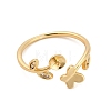 Butterfly Brass Micro Pave Cubic Zirconia Cup Peg Ring Settings for Half-drilled Beads KK-NH0009-02G-2