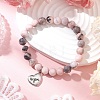 Mother's Day Theme Natural Pink Zebra Jasper Beads Stretch Bracelets for Women BJEW-JB11452-1