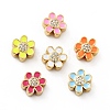 Flower Brass Micro Pave Clear Cubic Zirconia Beads KK-G419-06G-1