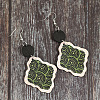 Bohemian Printed Wood & Zinc Alloy Dangle Earrings WG40C0F-01-4