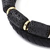 Natural Lava Rock Bead Leather Cord Multi-strand Bracelets BJEW-A009-05G-2