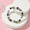 Synthetic Smoky Quartz & Labradorite & Quartz Crystal & Obsidian Round Beaded Stretch Bracelets BJEW-JB10910-11-2