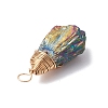 Electroplated Raw Natural Quartz Crystal Copper Wire Wrapped Pendants PALLOY-JF03426-01-5