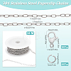 10M 304 Stainless Steel Paperclip Chains wih 50Pcs Open Jump Rings with 20Pcs  Lobster Claw Clasps FIND-SC0012-56B-2
