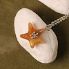 Ocean Alloy Resin Starfish Pendant Cable Chain Necklaces with Crystal Rhinestone for Women WGD688D-03-1