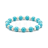 2Pcs 2 Style Natural Lava Rock & Synthetic Turquoise Round Beaded Stretch Bracelets Set BJEW-JB08585-9