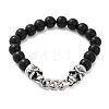 Punk Style Skull 304 Stainless Steel Glass Beads Bracelets for Women Men BJEW-D304-04AS-01-2