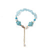 Beachy Natural white Jade Chip Beads & Synthetic Turquoise Charm Bracelets BJEW-JB14140-01-3